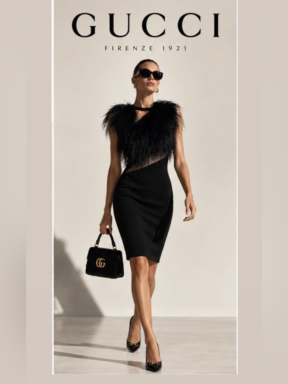 Gucci ostrich feather dress